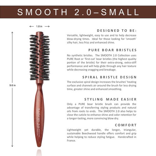 Smooth 2.0 Pure Natural Bristle Brush – 100% Boar Bristle, Professional-Quality