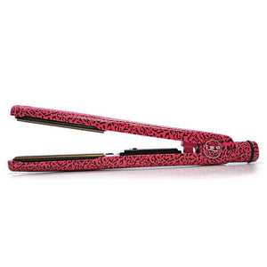 Sleek Style: Ceramic Flat Iron with Temp Control & Magnetic Handle - White Zebra & Pink Leopard