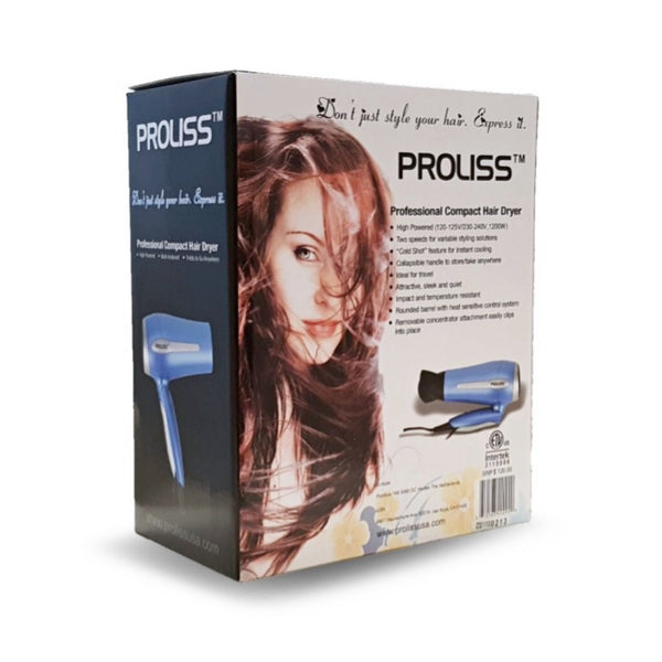 Blue Foldable Handle Hair Dryer with 1x Air Nozzle and ALCI Plug