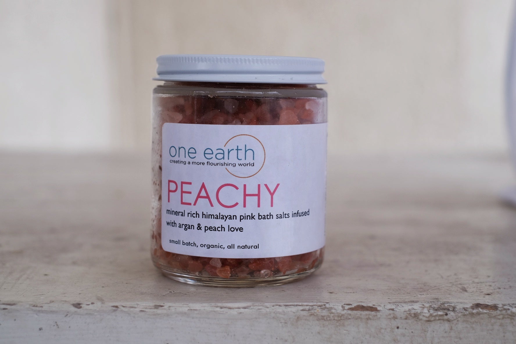 Argan Oil Bath Salt Soak – Peach + Vanilla Aromatherapy Blend with Himalayan Pink Salt & Essential Oils, 8 oz