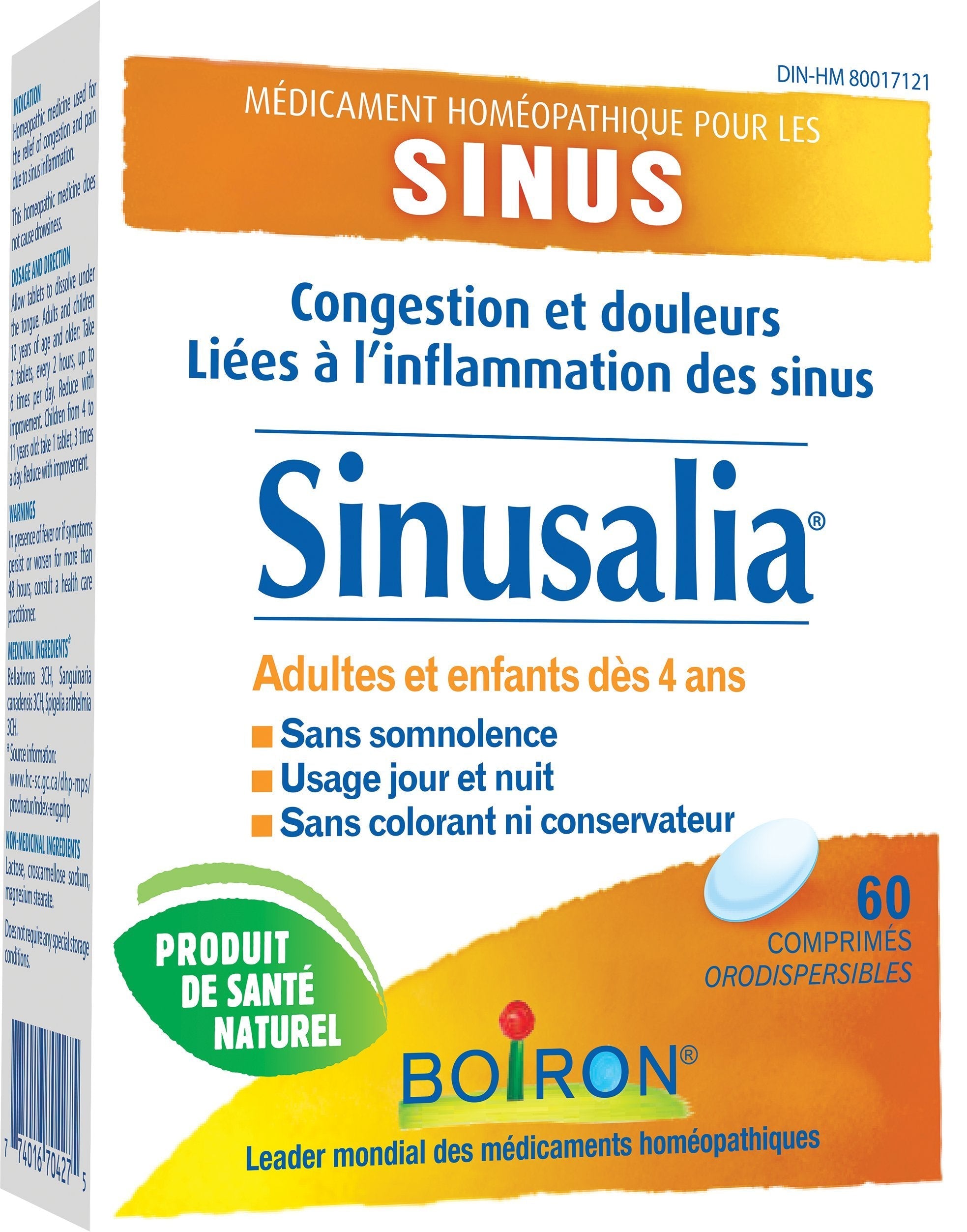 Boiron Sinusalia Homeopathic Medicine for Nasal Congestion & Sinus Pain (60 Tablets)