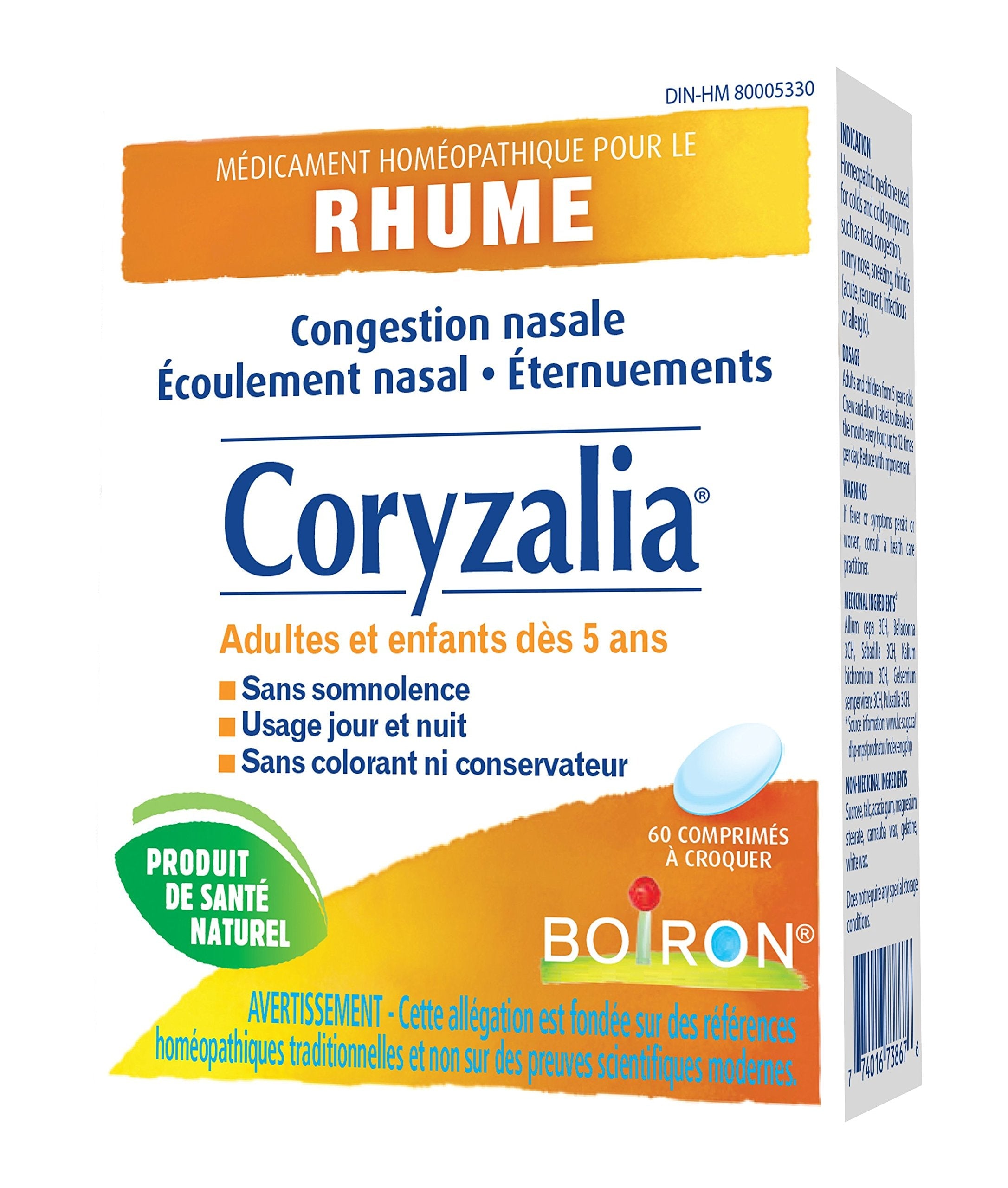 Boiron Coryzalia 60 Tablets – Homeopathic Cold Relief, Non-Drowsy