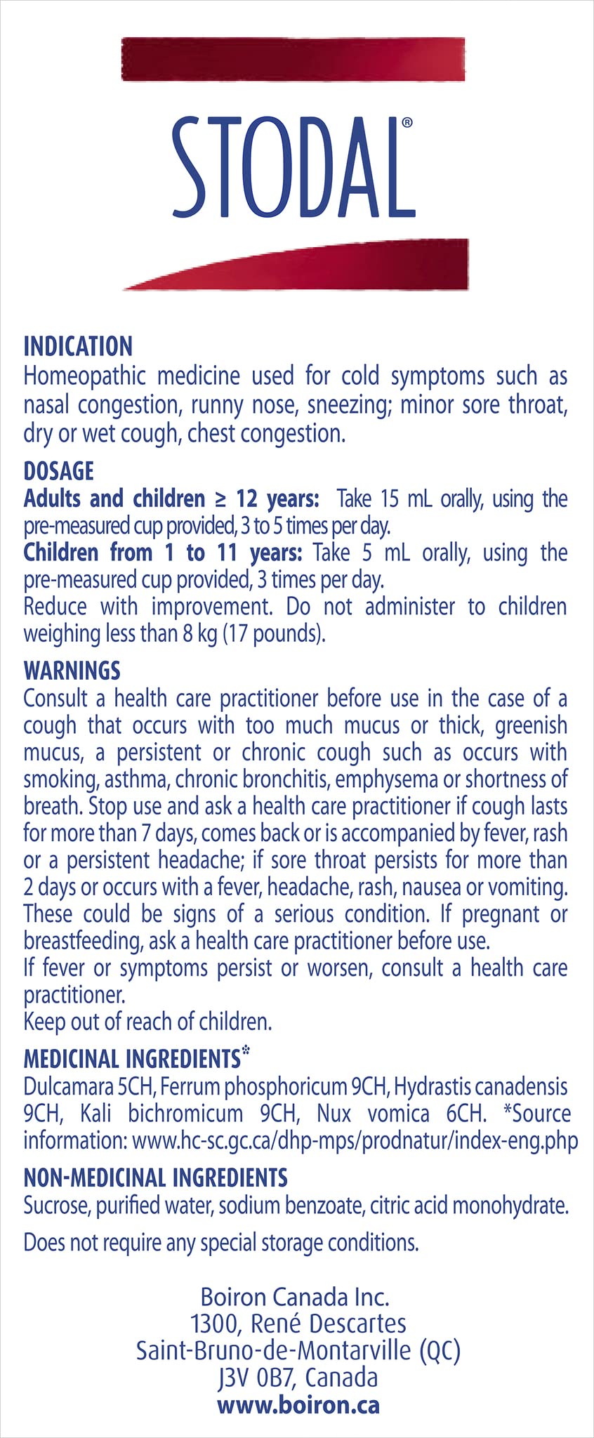 Boiron - Stodal Cold And Cough Syrup (200ml 12)