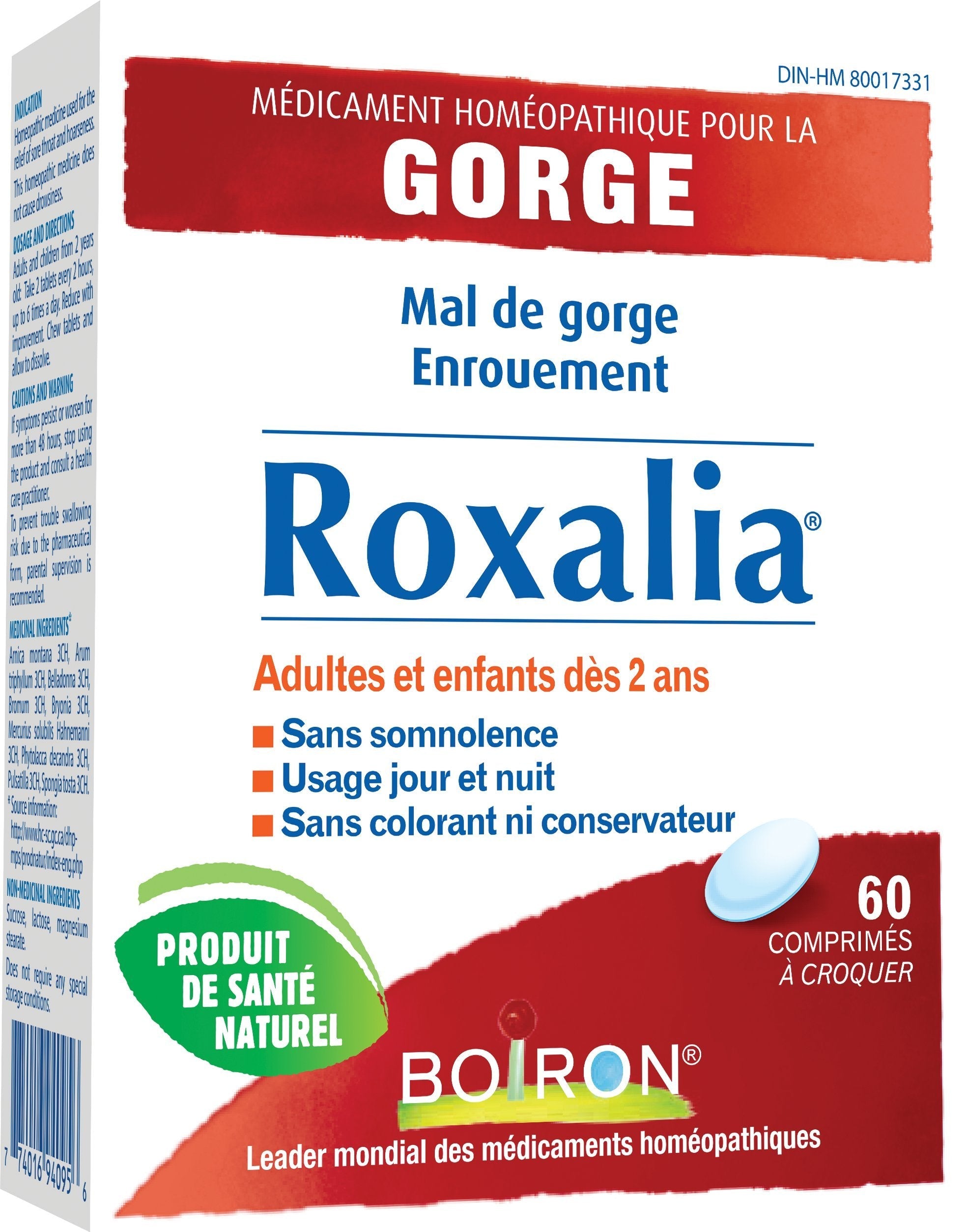 Boiron Roxalia Homeopathic Tablets – 60 Chewable Tablets for Sore Throat and Hoarseness