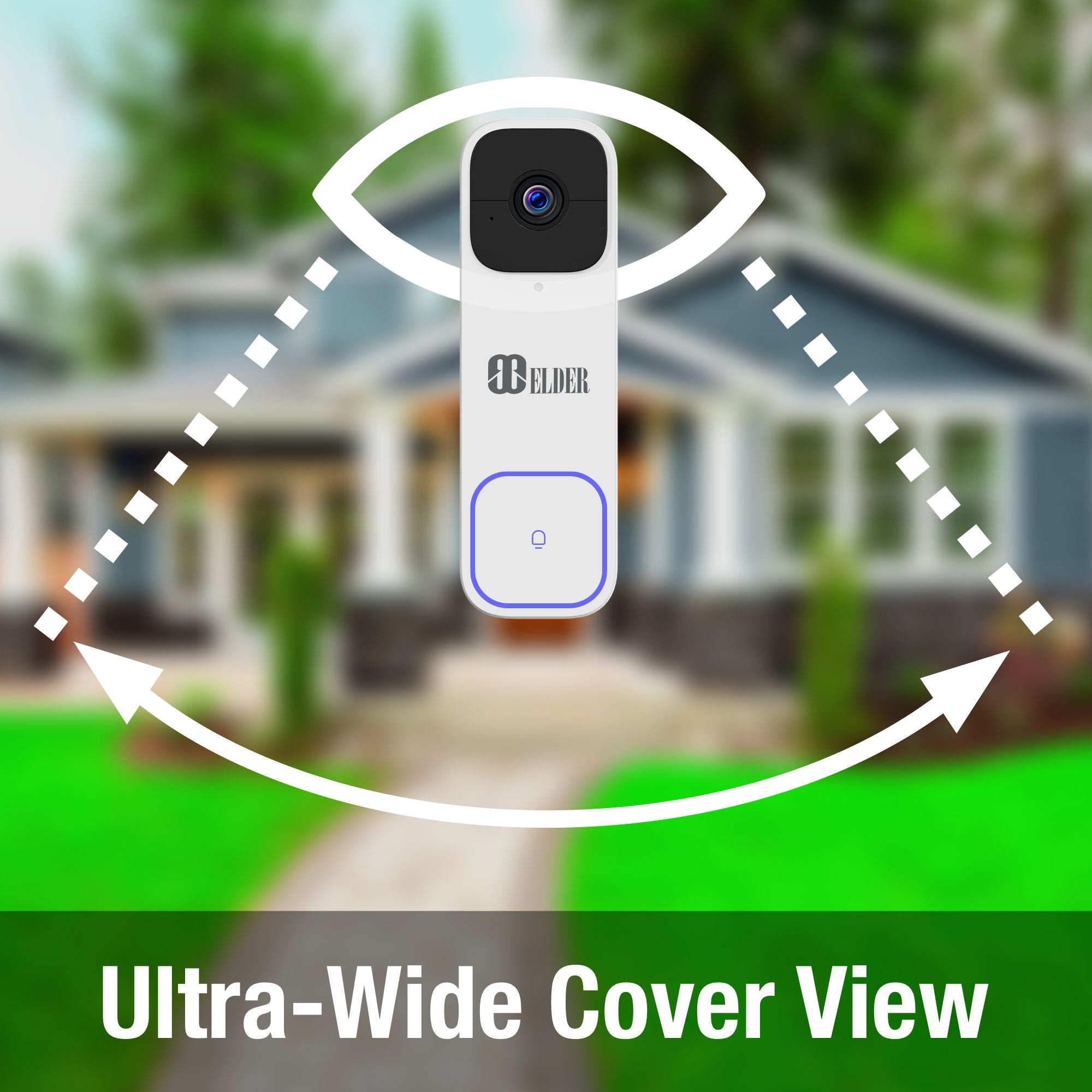 Elder Doorbell Camera 2K Wireless 64GB WiFi Battery-Operated & Chime, Smart Home AI Person & Package Detection & DIY Video Doorbell, Works with Google Assistant & Alexa