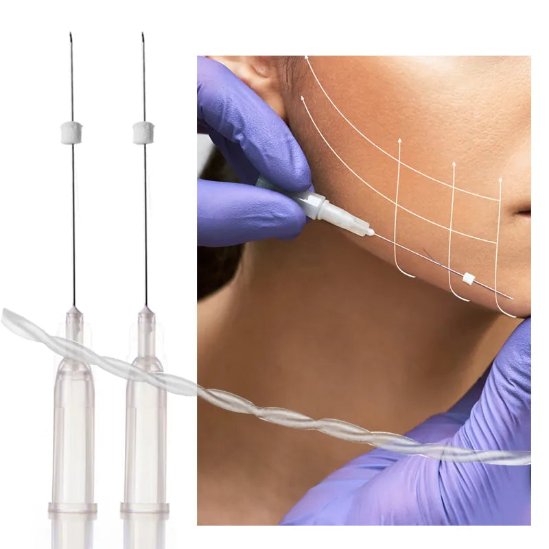 Thread lift treatment for sagging skin