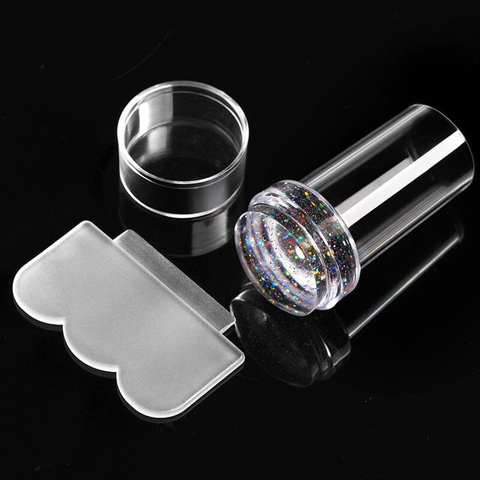 Professional nail stamping kit with plates and polish
