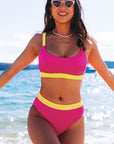 Women's Swimwear Rosy Sexy Color Block Ribbed Two Piece Swimsuit