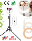 10in LED Selfie Ring Light Dimmable 120 LEDs Makeup Ring Lights w/ Adjustable Tripod Stand Cell Phone Holder USB Powered For YouTube Video/Live Stream