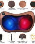 Back Neck Massage Pillow Thermotherapy Kneading Manipulation Massager Car Massage Pillow w/ Cigarette Charger Adapter Pain Relief Relaxing For Home Tr