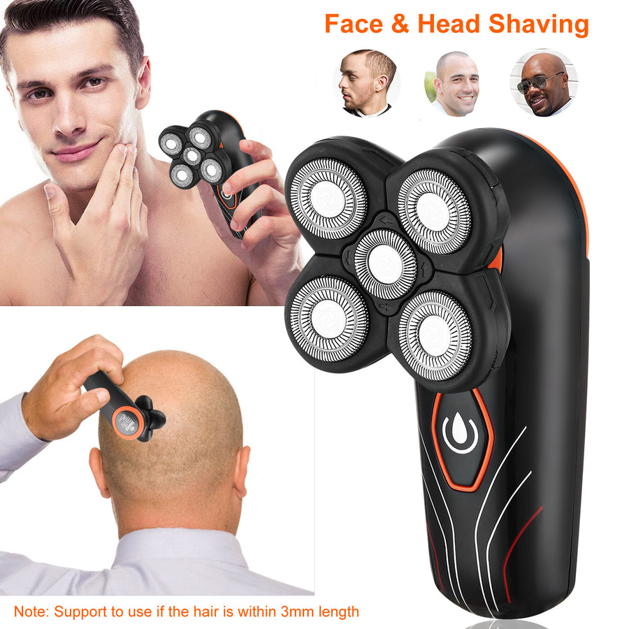 4D Electric Shavers Razor IPX7 Waterproof Wet & Dry 5 Floating Head Rotary Shavers Rechargeable Beard Trimmer Shaving Razor for Men