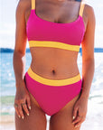 Women's Swimwear Rosy Sexy Color Block Ribbed Two Piece Swimsuit