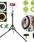 10in LED Selfie Ring Light Dimmable 120 LEDs Makeup Ring Lights w/ Adjustable Tripod Stand Cell Phone Holder USB Powered For YouTube Video/Live Stream