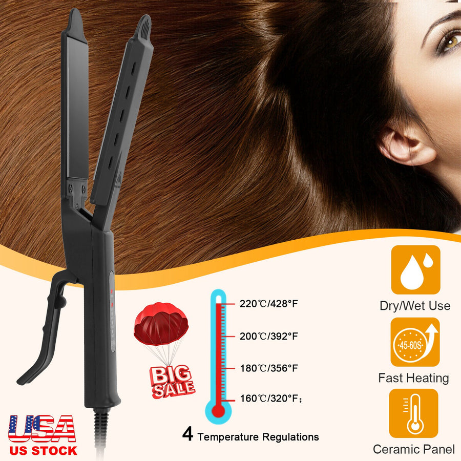 Electric Hair Straightener 4 Temperature Scissor Ceramic Flat Iron Wet Dry Use Bangs Splint Glider Hair Clip Straightener