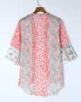 Multicolor Floral Print Boho Bell Sleeve Open Front Cover Up