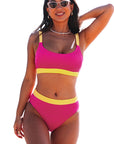 Women's Swimwear Rosy Sexy Color Block Ribbed Two Piece Swimsuit