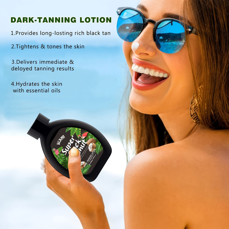 6.76oz/200ml Super Black Coconut Dark Tanning Lotion, Fast-Acting, Long-Lasting Rich Black Tan, Skin Toning, Hydrating Formula, Immediate Results For Sun-kissed Glow