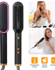 Electric Hair Straightener Brush Straightening Curler Brush Hot Comb 5 Temperature Adjustment 10S Fast Heating