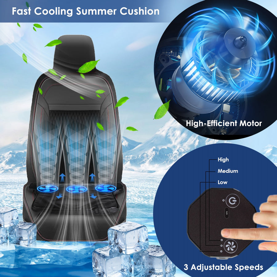 Summer Water Cooling System Seat Cushion With Fans 3 Speeds 26°C/78°F Constant Temperature USB Plug Portable Auto On/Off Ventilated Seat Cushion For H