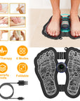 EMS Foot Massager Electric Foot Acupressure Mat USB Rechargeable Feet Circulation Massage Pad Acupuncture Points Stimulator Relaxation Tool with 6 Mod