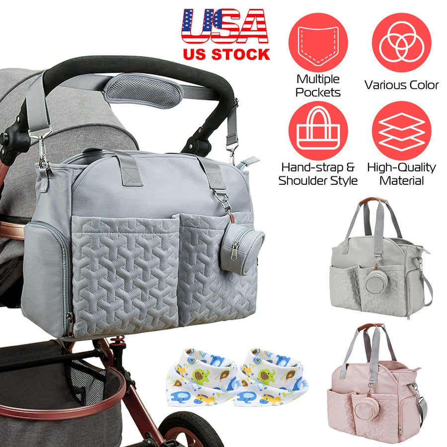 Breast Pump Bag Diaper Tote Bag with Detachable Shoulder Strap Side Pocket Free Baby Bibs Compatible with Spectra S1 S2 Medela