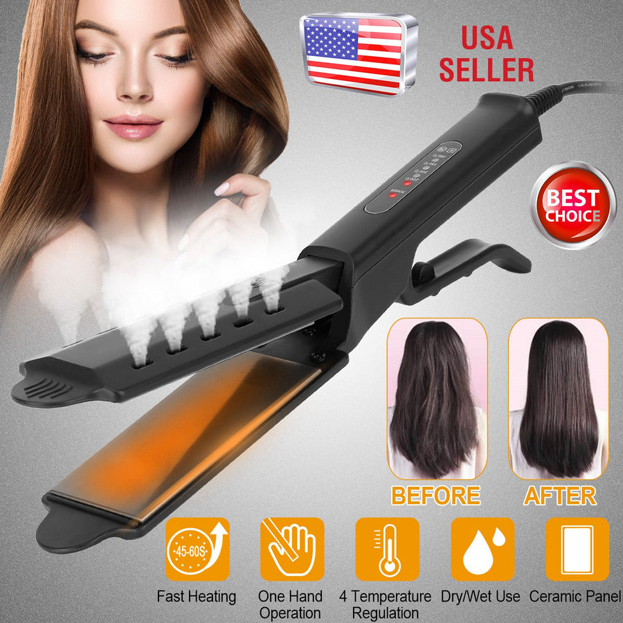 Electric Hair Straightener 4 Temperature Scissor Ceramic Flat Iron Wet Dry Use Bangs Splint Glider Hair Clip Straightener