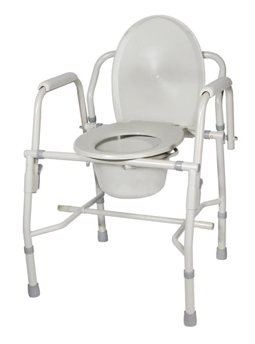 Drop Arm Commode Deluxe-KD Steel – Accessible Tool-Free Folding Commode
