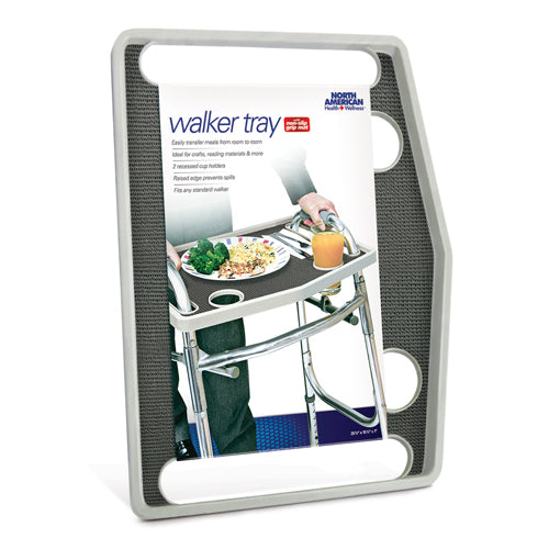 Walker Tray with Grip Mat – Gray
