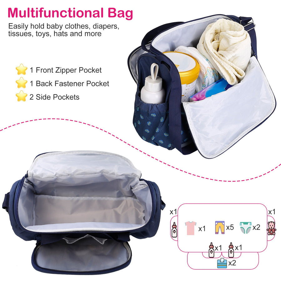 4Pcs Diaper Bag Tote Set Baby Napping Changing Bag Shoulder Mummy Bag with Diaper Changing Pad