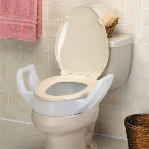 Elevated Toilet Seat w/Arms Elongated 19" Wide – Enhanced Bathroom Safety