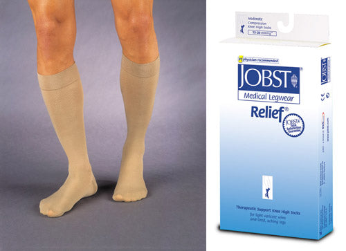 Jobst Relief Knee-High 15-20 mmHg Beige – Mild Compression Stockings