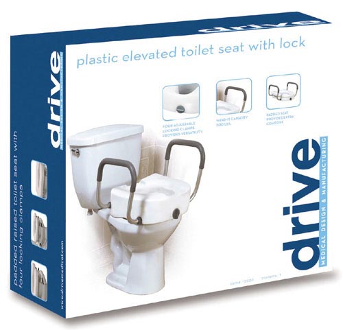 Raised Toilet Seat with Lock & Aluminum Detachable Arms – Elongated Bathroom Support