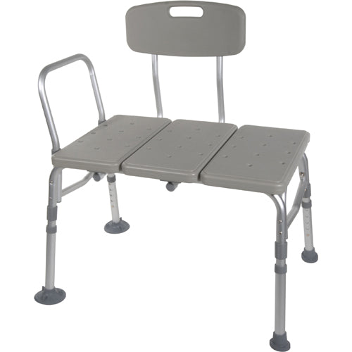 Transfer Bench Plastic 3-Section with Backrest – Gray (Drive)
