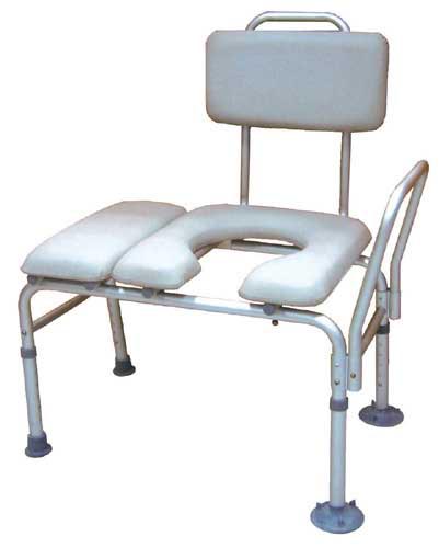 Transfer Bench & Commode Combination with Padded Seat – Multi-Functional Bathroom Aid