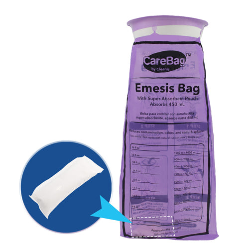 Care Bag Emesis Bags with Super Absorbent Pad – 20-Pack, Hygienic Vomit Disposal