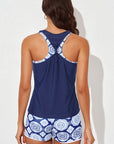 Dark Blue 3pcs Beach Sporty Racerback Tankini Swimsuit- Free Shipping