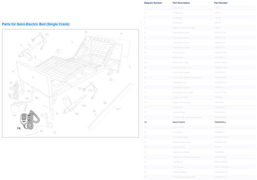 Hand Control for #1802B Semi Electric Bed – Quick Release Replacement