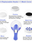 Electric Handheld Body Massager Full Body Vibrating Massager w/ 4 Interchangeable Massager Head w/ Mesh Cover