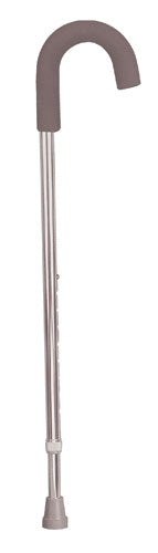 Adjustable Cane Round Handle Silver with Foam Comfort Grip