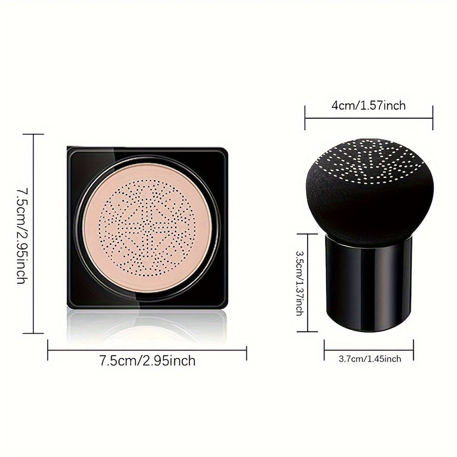 BB Cream Foundation With Mushroom Head Sponge, Full Coverage Long Lasting Moisturizing, Concealer Foundation Natural Nude Makeup