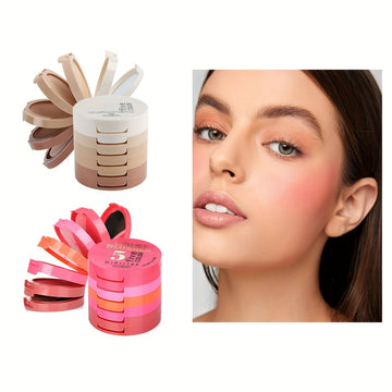 5 In 1 Concealer Contouring Pressed Powder Oil Control Setting Powder Face Rouge Blush Palette Brighten Foundation Makeup Powder