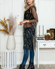 White Sequin Sheer Casual Open Front Cover Up