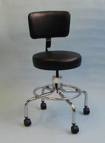 Classic Doctor’s Stool with Back, Foot Ring & Casters – Comfortable & Adjustable