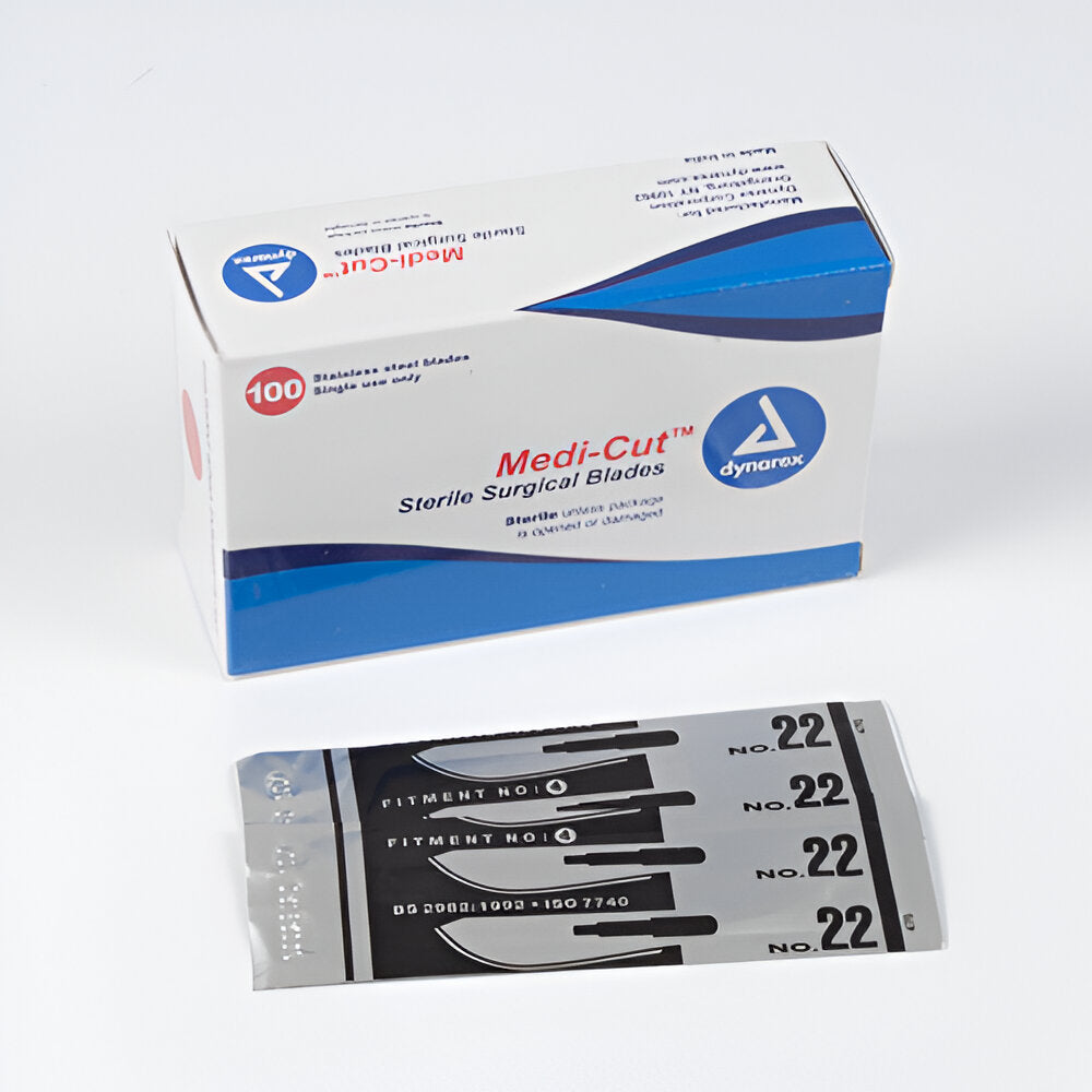 Scalpel Blades #22 Dynarex – Stainless Steel Surgical Blades, Sterile Box of 100