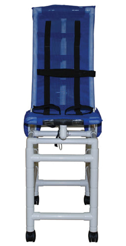 Articulating Medium PVC Bath Chair – Reclining with Base Extensions & Casters