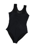 Black Hollow Out Back Mesh High Leg One Piece Swimsuit