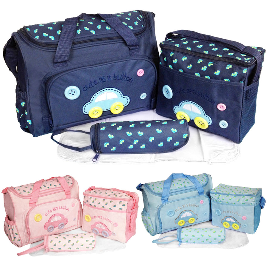 4Pcs Diaper Bag Tote Set Baby Napping Changing Bag Shoulder Mummy Bag with Diaper Changing Pad