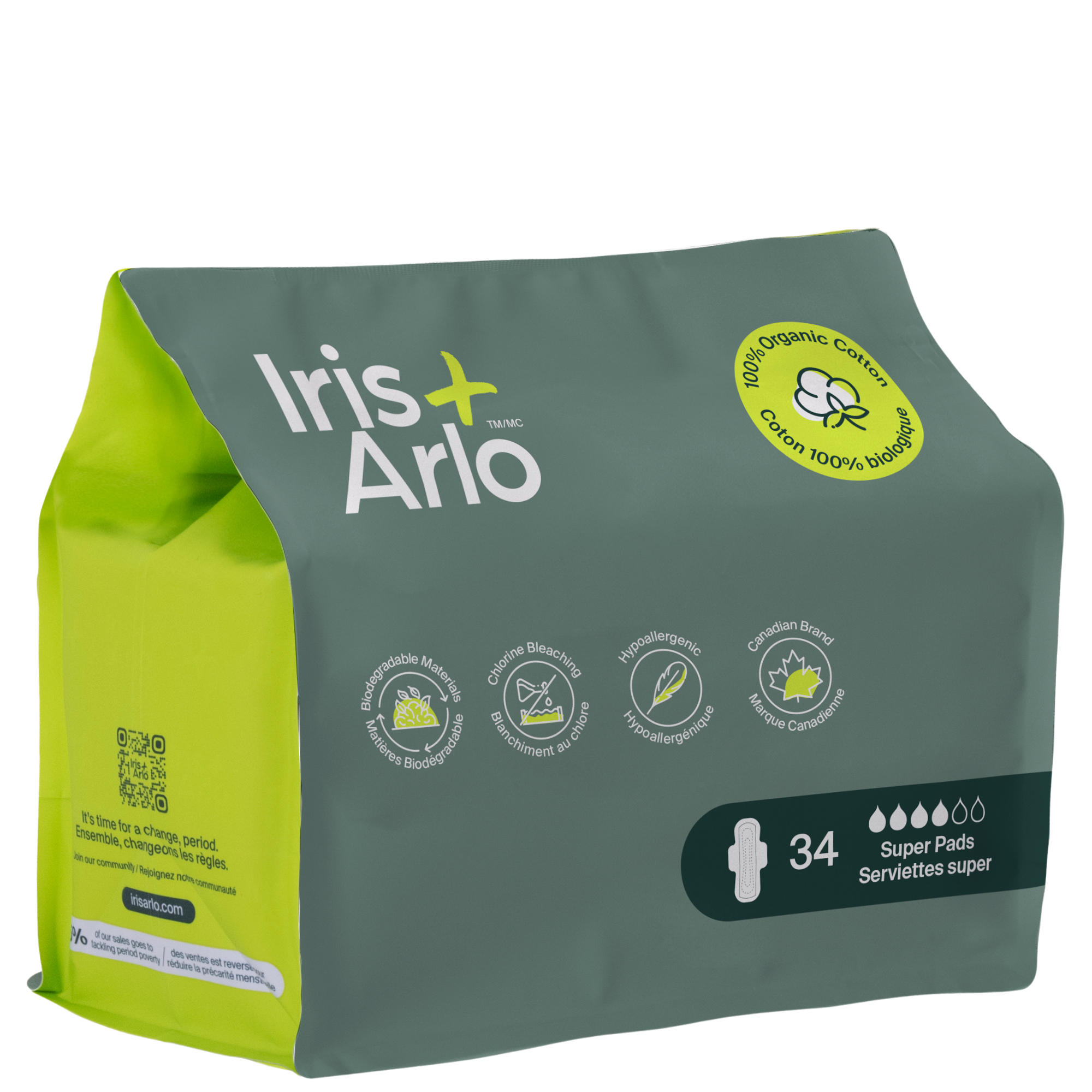 Bulk (34) - 100% Organic Night Pads - Resealable Bag