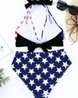 Skin Stars & Stripes American Flag Pattern Patchwork Bikini Swimsuit