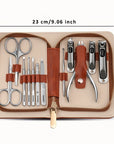 High-Quality Manicure Set With Morandi Grey Top-Grade PU Leather Packaging Nail Clipper Kits Perfect Gift Friends Family